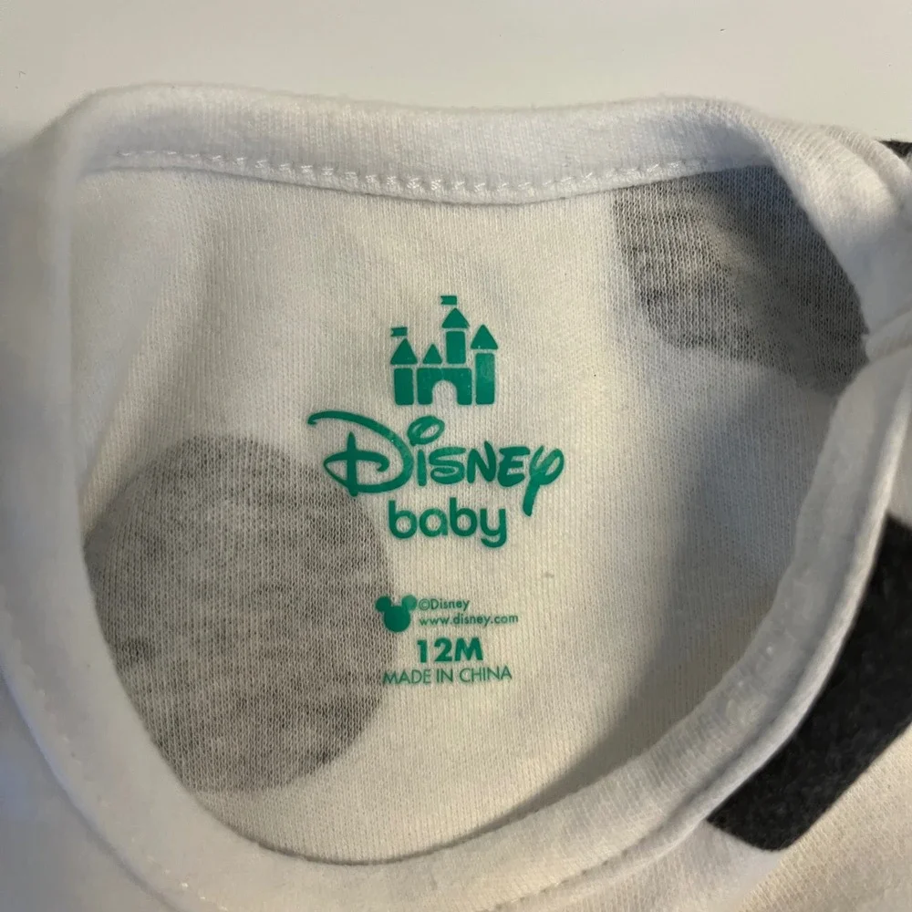 Disney Baby Polka Dot Short Sleeve T-Shirt White Black 12M Crew Neck Kids - 110